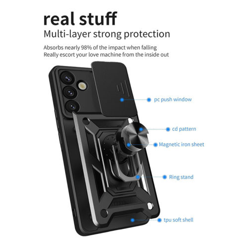 Удароустойчив калъф с пръстен за Samsung Galaxy S26 Plus лилав устройство