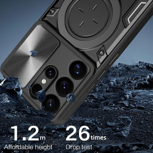 Удароустойчив калъф с пръстен за Samsung Galaxy S26 Ultra син противоударен