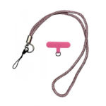 Връзка с брокат за телефон розова