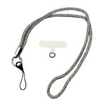 Връзка с брокат за телефон сребърна