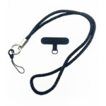 Връзка с брокат за телефон черна