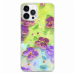 Калъф с цветя и камъни за iPhone 16 Pro зелен и лилав