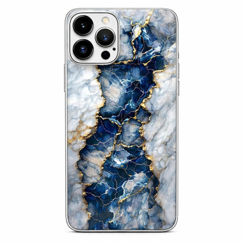 Калъф с шарка мрамор за iPhone 16 Pro Max бял и син