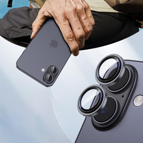 Стъклен протектор за камерата на iPhone 17 черен пълна защита