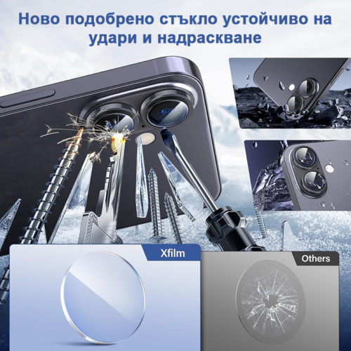 Стъклен протектор за камерата на iPhone 17 черен устойчиво стъкло