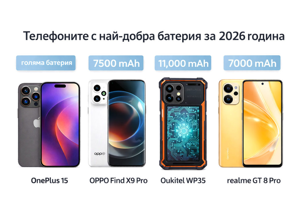 Телефоните с най-добра батерия за 2026 година