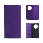 Кожен калъф с магнитен капак за Honor Magic 8 Lite лилав