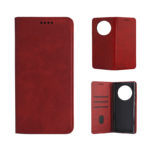 Кожен калъф с магнитен капак за Honor Magic 8 Lite червен