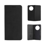 Кожен калъф с магнитен капак за Honor Magic 8 Lite черен