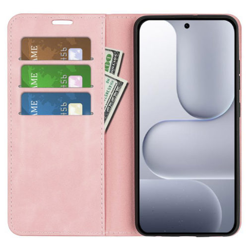 Кожен калъф тефтер за Honor 500 пепел от рози джобове