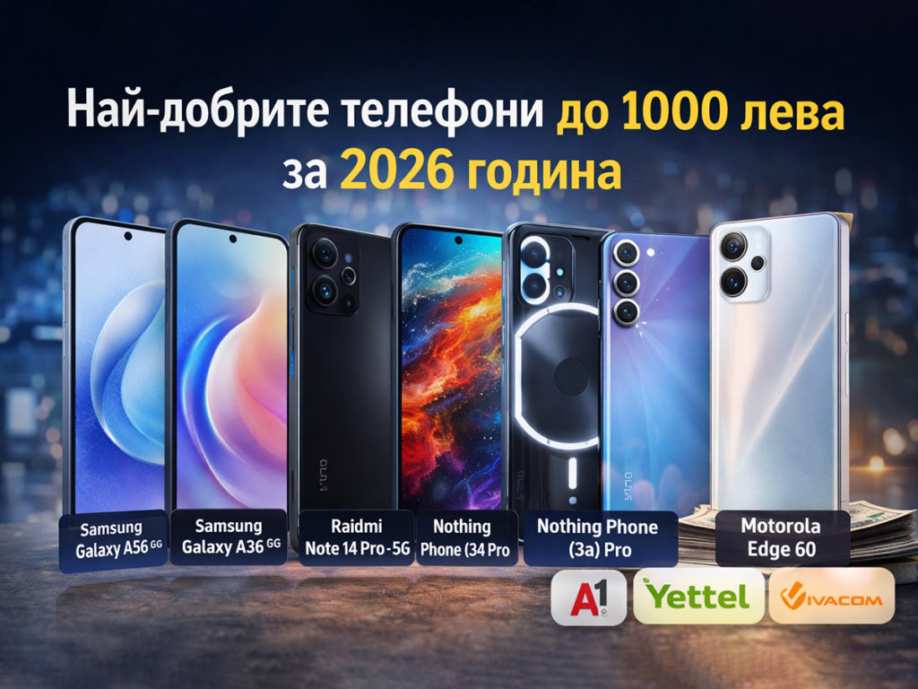 Най-добрите телефони до 1000 лева за 2026 година