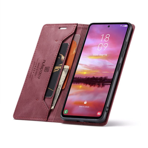 Оригинален кожен калъф за Samsung Galaxy A37 червен 10